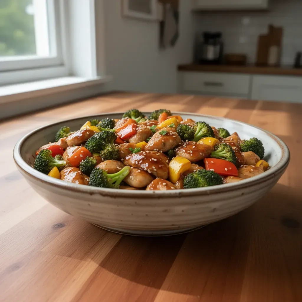 Sheet Pan Teriyaki Chicken with Ginger and Broccoli on a platter