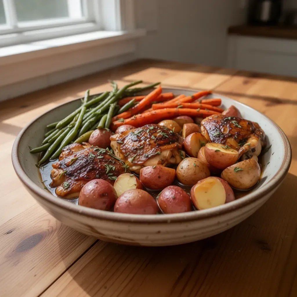 Deliciously cooked Slow Cooker Honey Garlic Chicken with fresh vegetables