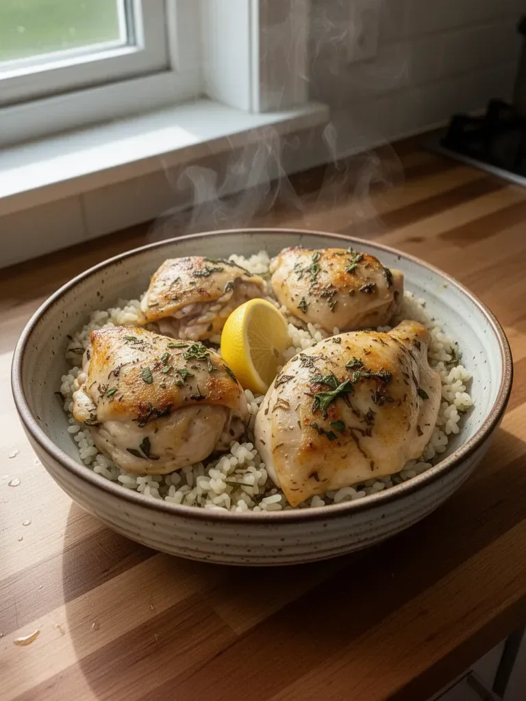 Slow Cooker Lemon Herb Chicken and Rice