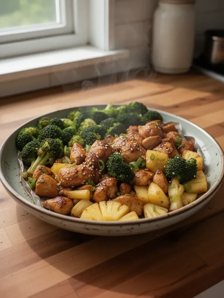 Sweet Sheet Pan Pineapple Chicken and Broccoli