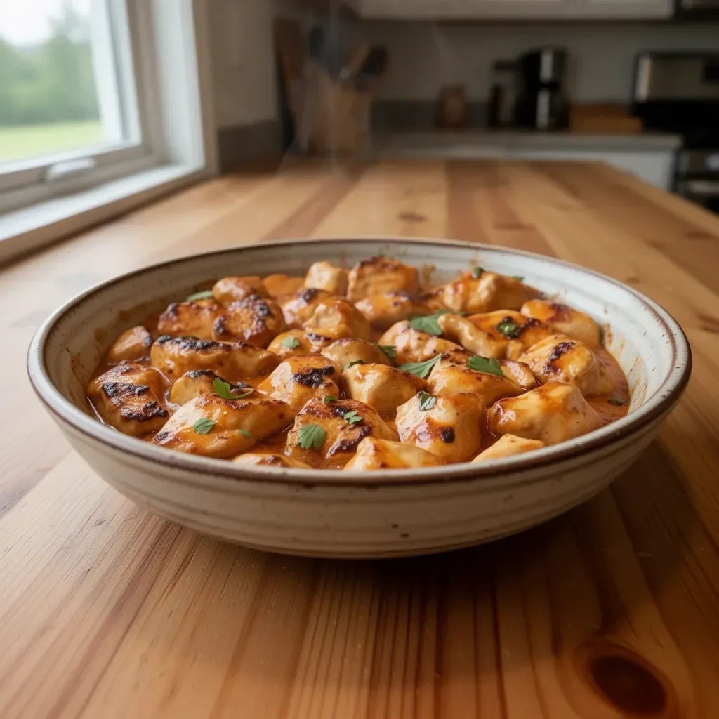 Texas Roadhouse Butter Chicken Skillet served with rich sauce and spices
