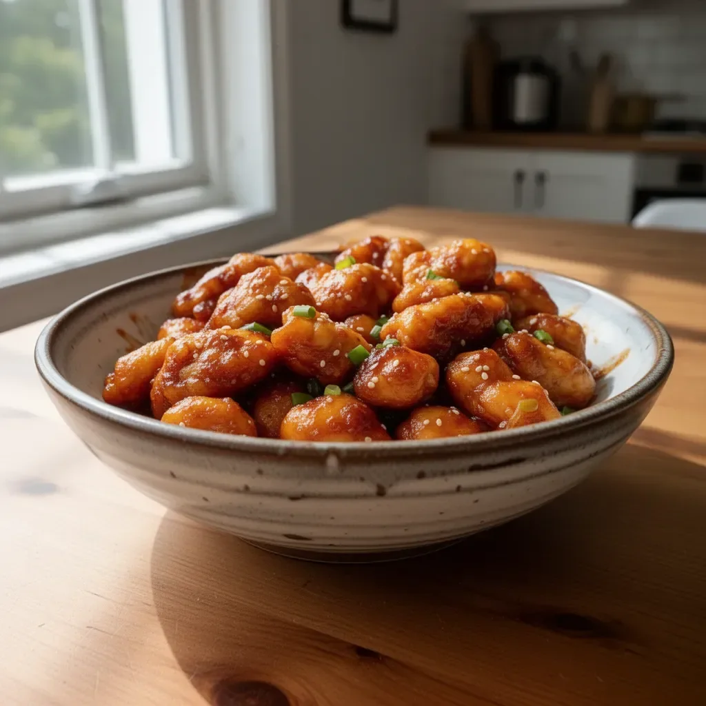 Delicious Air Fryer Orange Chicken served on a plate