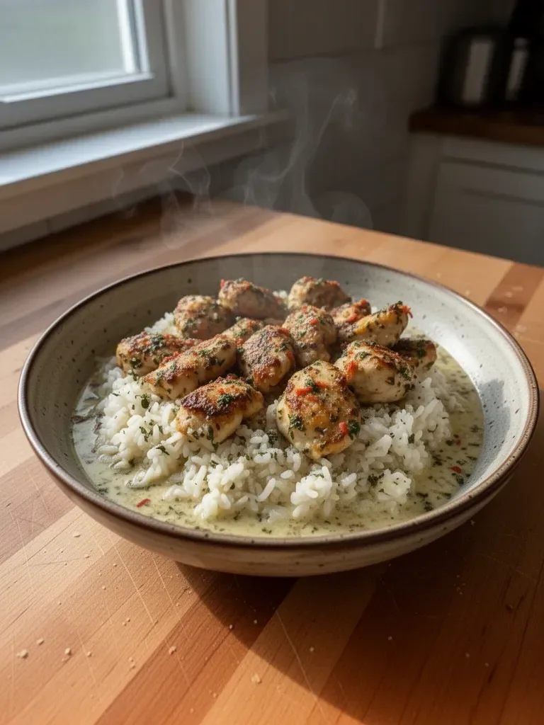 Chicken Scampi with Creamy Garlic Parmesan Rice