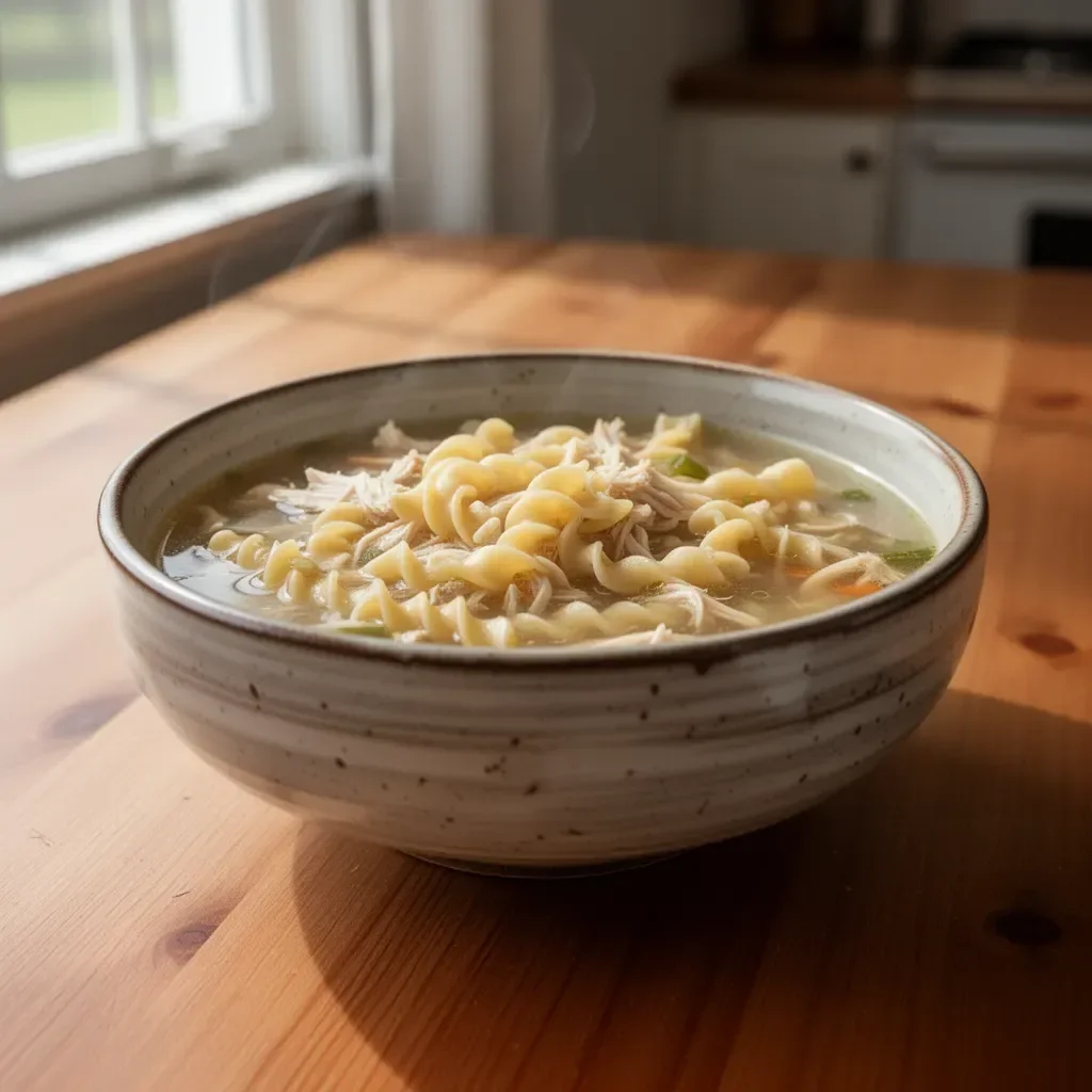Homemade copycat Panera chicken noodle soup in a bowl