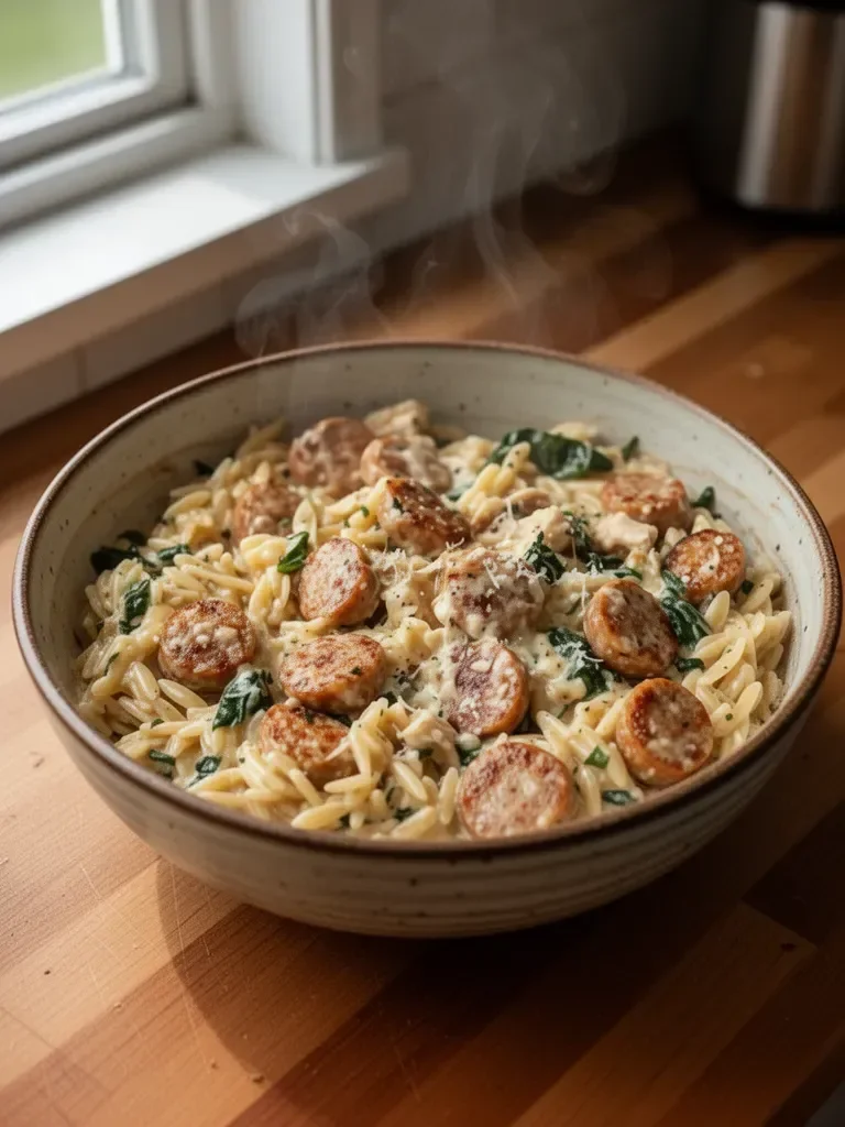 Creamy Chicken Sausage Orzo 4 Creamy Chicken Sausage Orzo