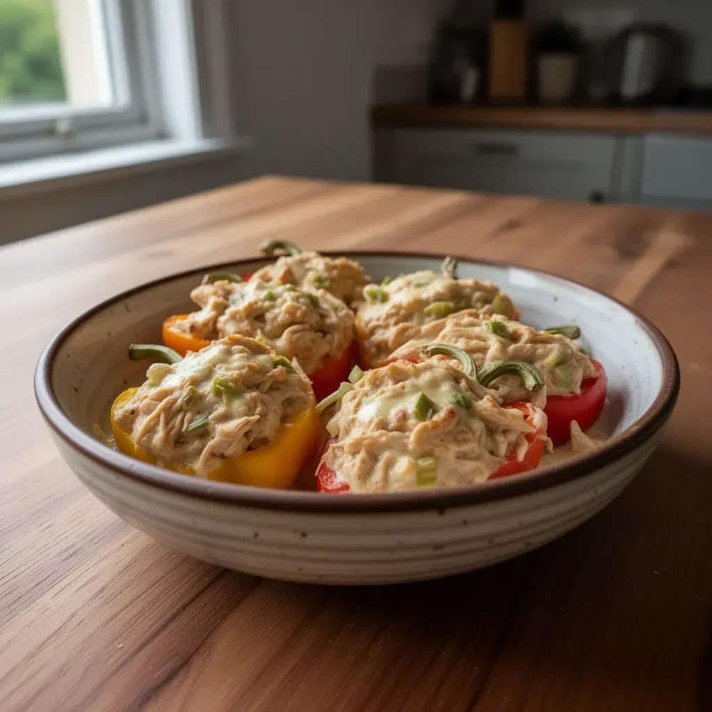 Creamy chicken stuffed peppers filled with savory goodness