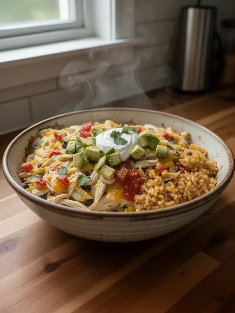 Creamy Mexican Rice & Chicken Dinner Casserole