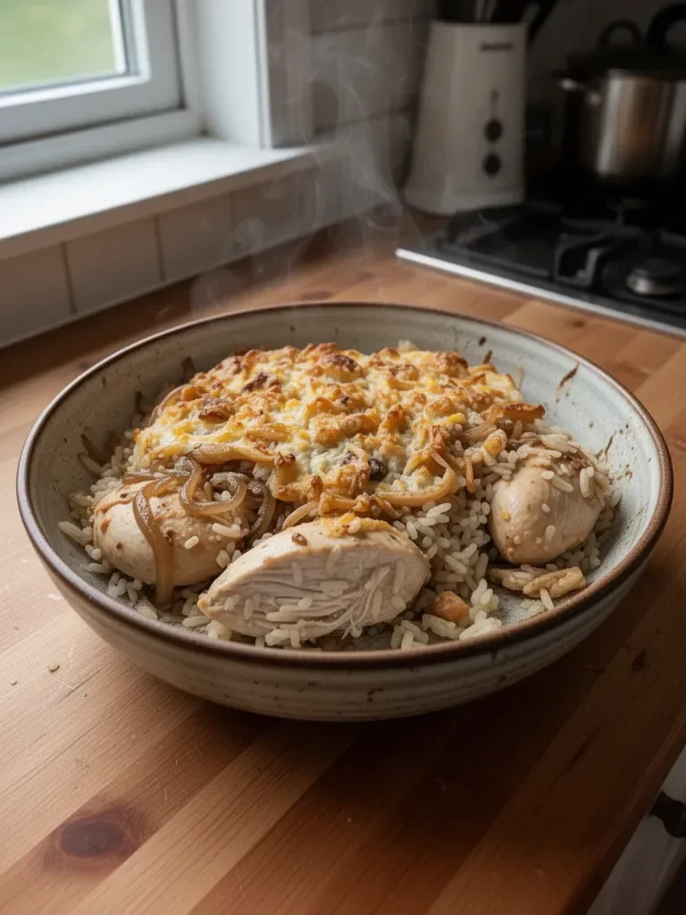 French Onion Chicken and Rice Bake