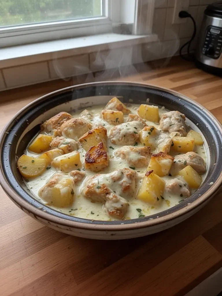 Garlic Parmesan Crockpot Chicken and Potatoes