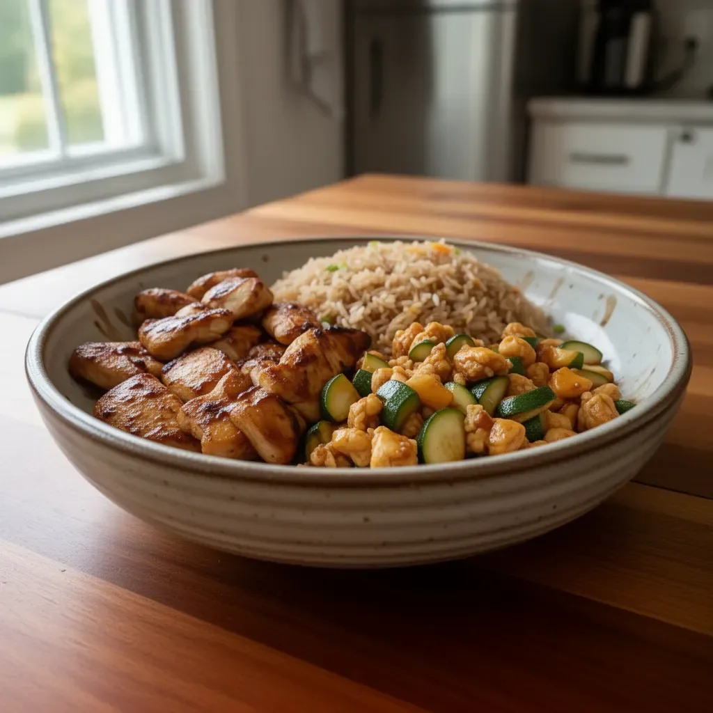 Delicious Hibachi Chicken cooked on a Blackstone griddle.