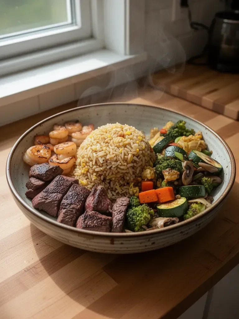 Hibachi Steak & Shrimp Bowl with Fried Rice