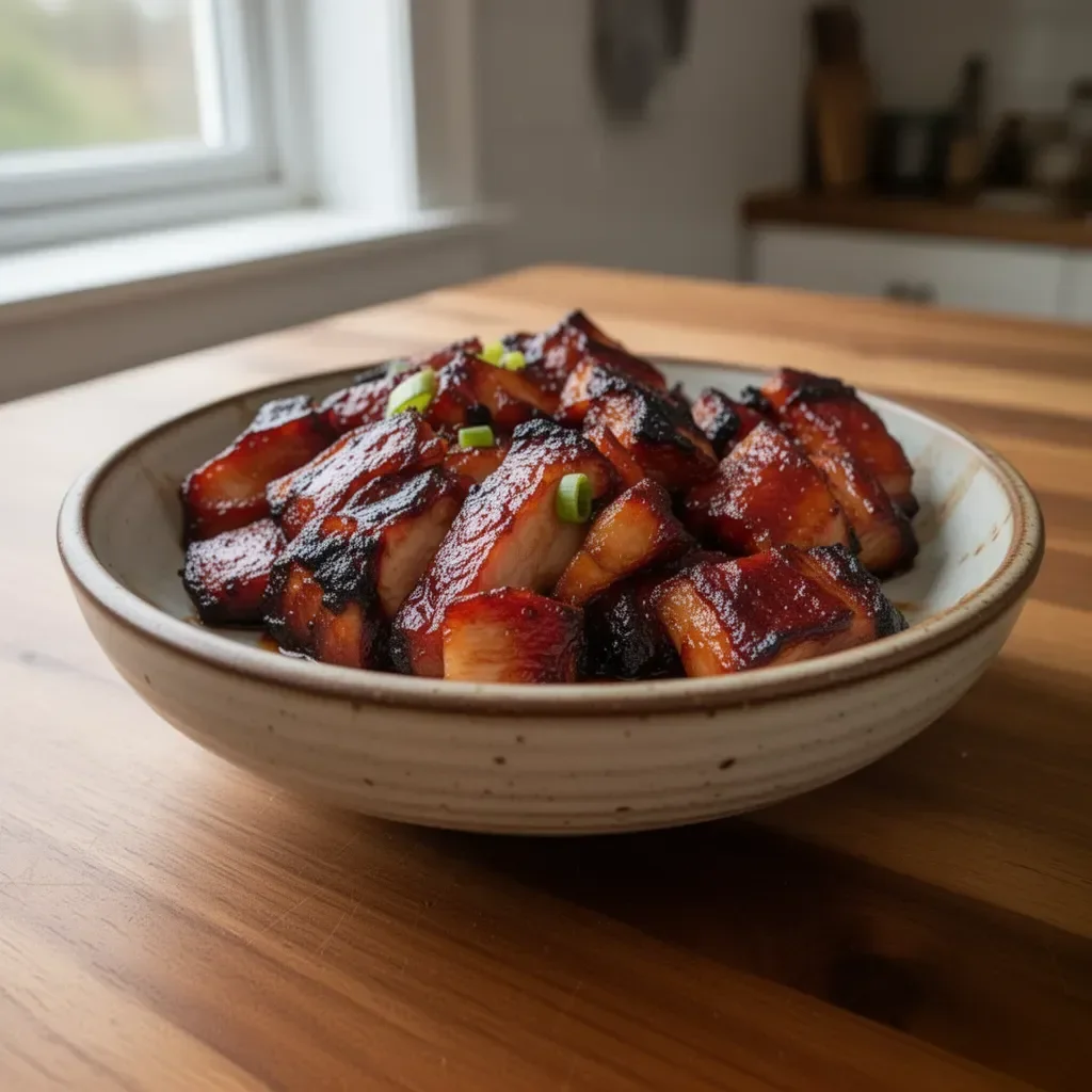 Delicious Char Siu Chicken served with vibrant sides on a plate