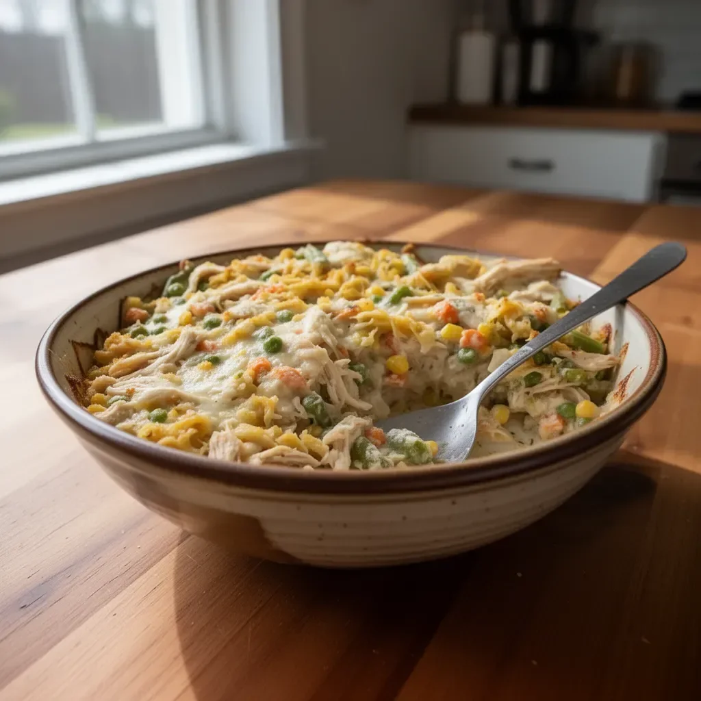 Delicious Mississippi Chicken Casserole fresh out of the oven