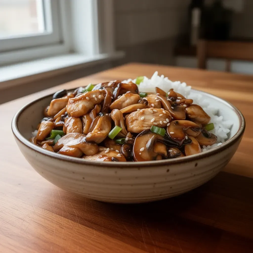Delicious Moo Shu Chicken with tender chicken, vegetables, and pancakes
