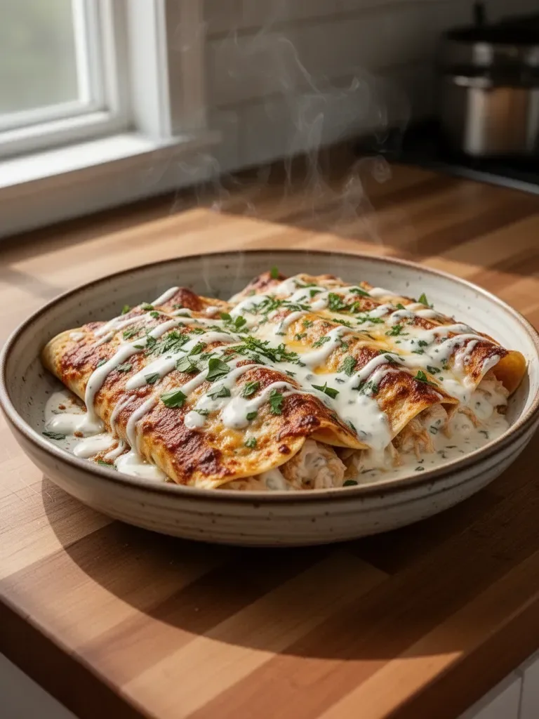 Rotisserie Chicken Sour Cream Enchiladas