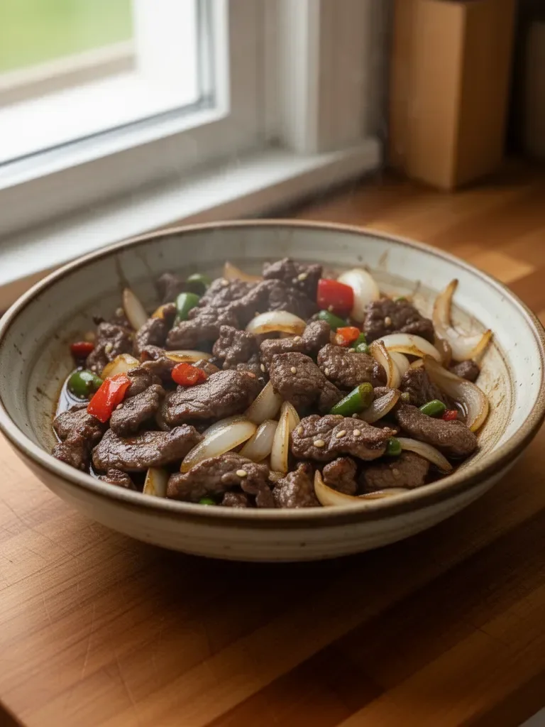 Sizzling Chinese Pepper Steak with Onions