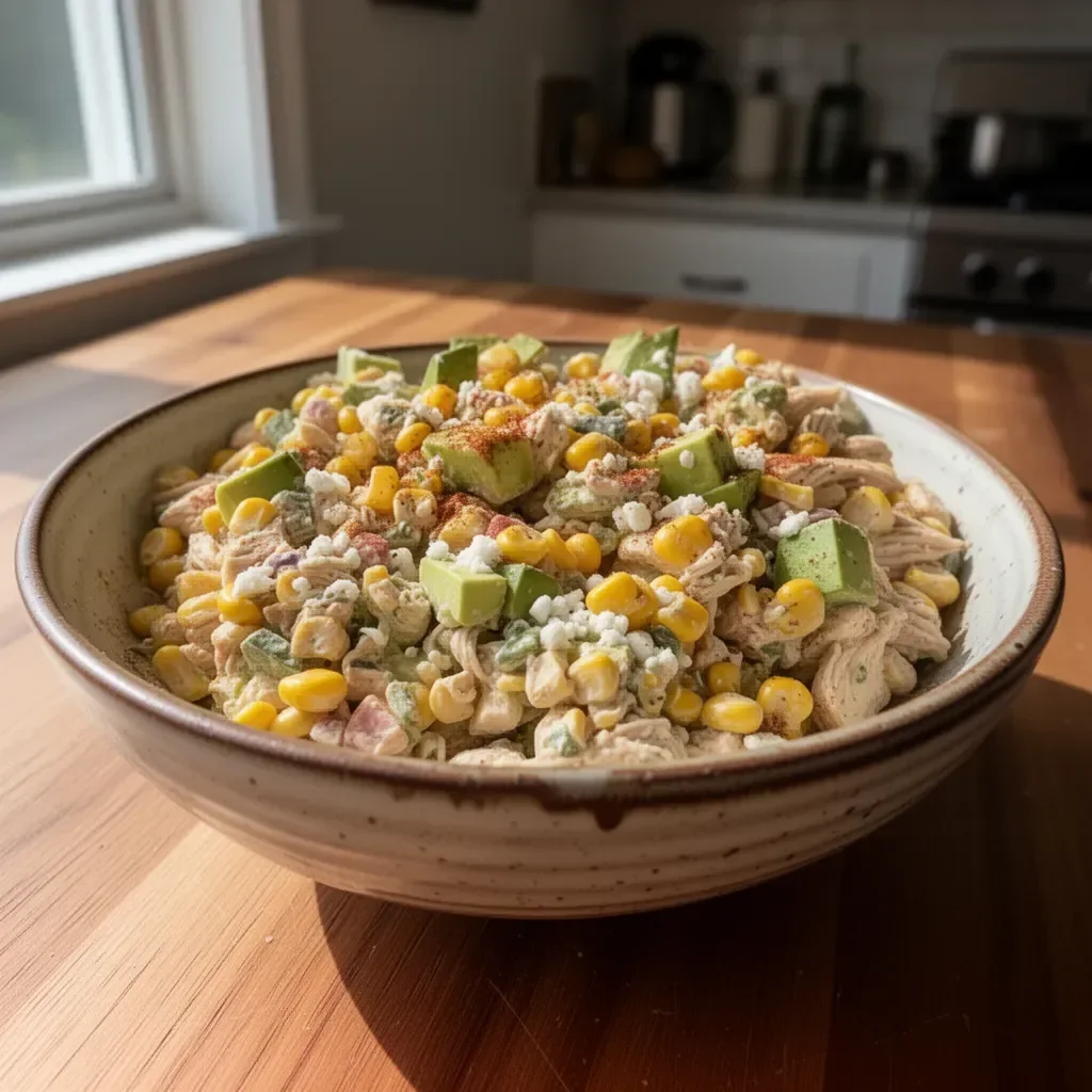 Delicious Street Corn Chicken Salad with juicy chicken and fresh ingredients.