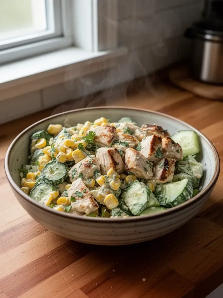 Street Corn Creamy Cucumber Chicken Salad