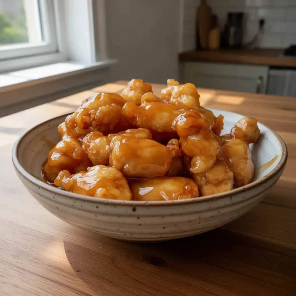 Delicious Sweet and Sour Chinese Chicken served with vibrant vegetables